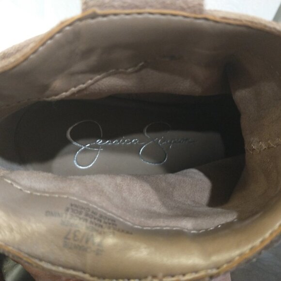 Jessica Simpson Chantie Booties Brown Leather Block Heel shoes Size 7M - Picture 13 of 14